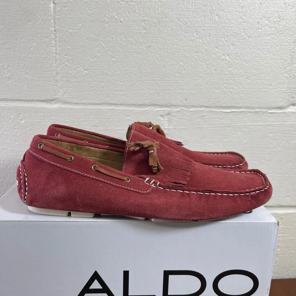 Aldo Bires-62 Red Tassel Loafer Moccasin Driving Shoes Slip On Mens 45 EU/12 US